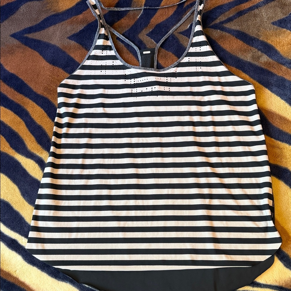 lululemon athletica Black & White Striped Tank Top